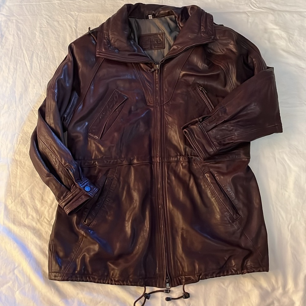 Vintage Derimod Long Leather Jacket Brown EU 38 Men's Medium